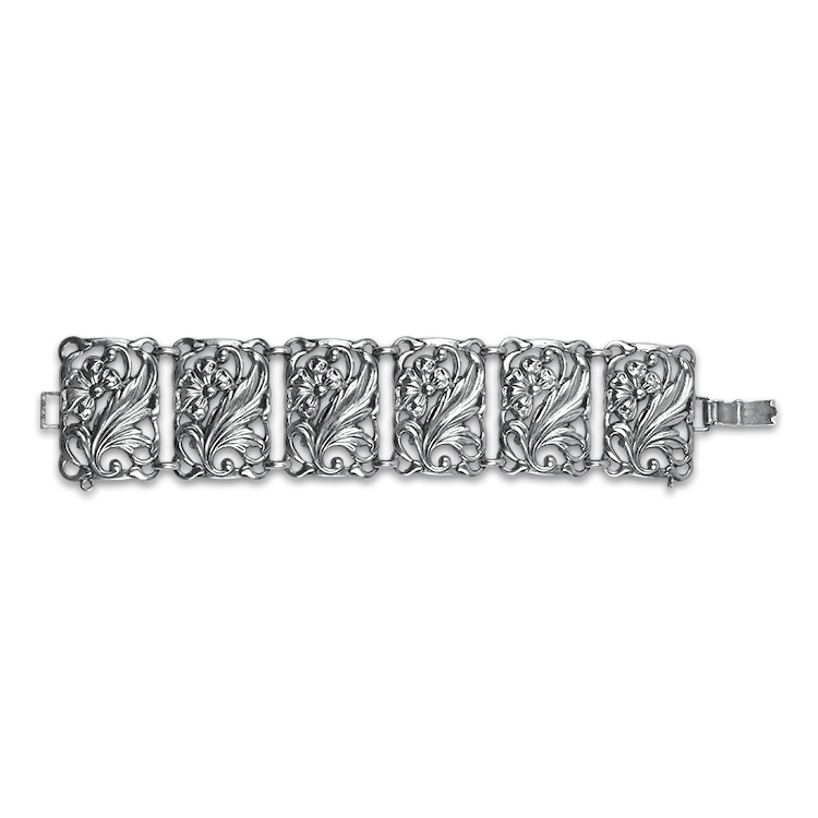 PAGE Estate bracelet Estate Sterling Silver Vintage Flower Bracelet
