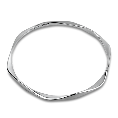 PAGE Estate bracelet Estate Sterling Silver Wavy Bangle Bracelet
