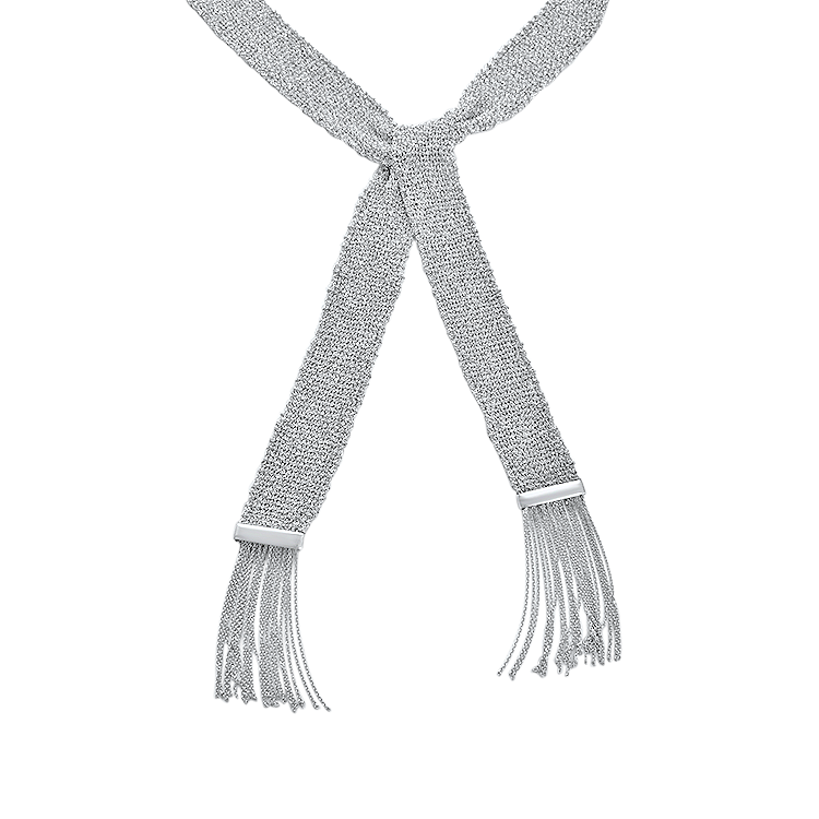 PAGE Estate Necklaces and Pendants Estate Sterling Silver Woven Scarf-Style Necklace
