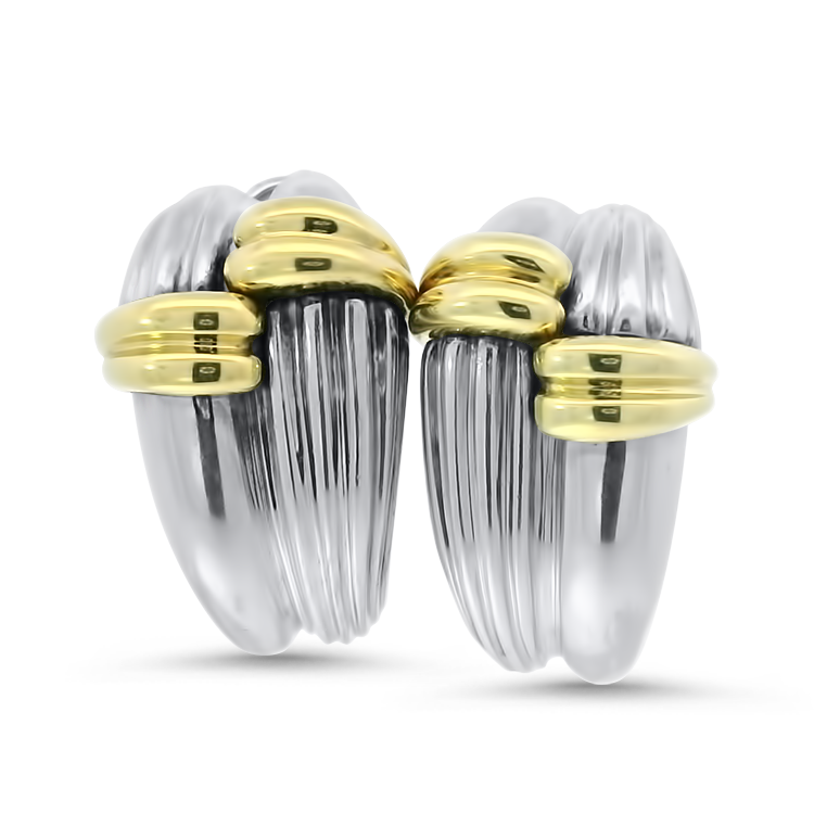 PAGE Estate Earrings Estate Two-Tone J-Hoop Earrings