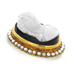 PAGE Estate Pins & Brooches Estate Victorian 18k Yellow Gold Carved Agate Cameo and Cultured Pearls Brooch
