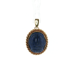 PAGE Estate Charms and Pendants Estate Vintage 18K Yellow Gold Carved Lapis Lazuli Scarab Pendant