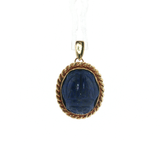 PAGE Estate Charms and Pendants Estate Vintage 18K Yellow Gold Carved Lapis Lazuli Scarab Pendant