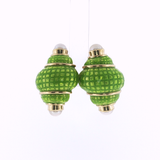 PAGE Estate Earrings Estate Vintage 18K Yellow Gold Green Enamel Pearl Shell Earrings