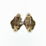 PAGE Estate Earrings Estate Vintage 18K Yellow Gold Green Enamel Pearl Shell Earrings