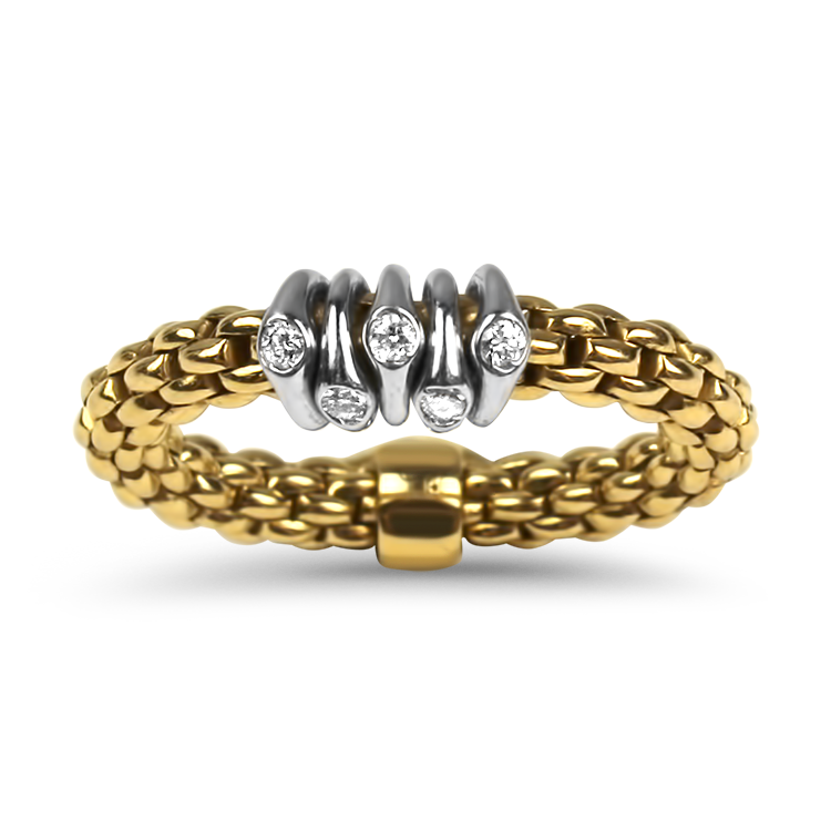 PAGE Estate Ring Fope Estate 18k Yellow & White Gold Diamond Flex'it Ring