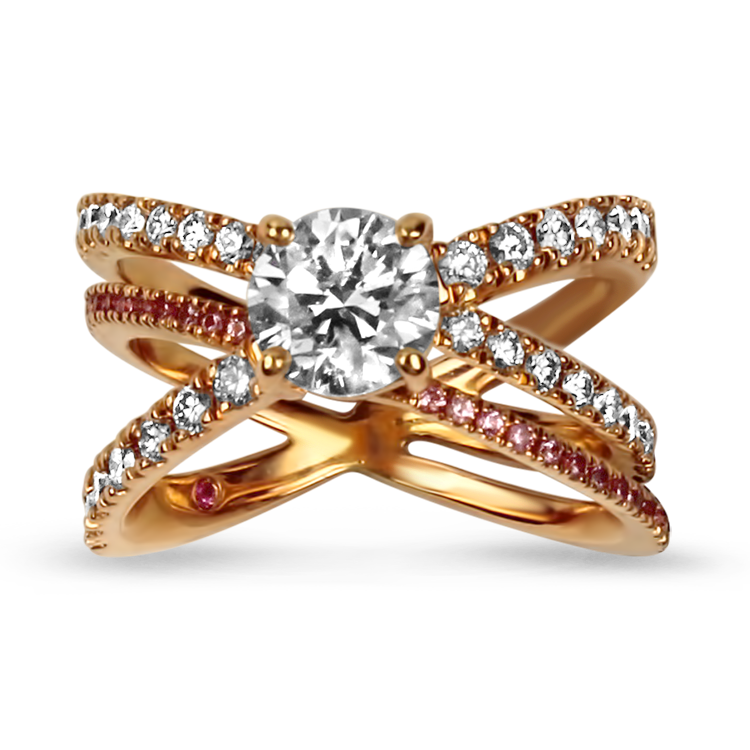 PAGE Estate Engagement Ring Hearts on Fire Estate 18k Rose Gold Hailey Paige "Harley" Sapphire & Diamond Ring 4