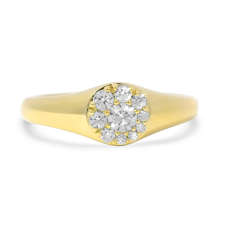 PAGE Estate Engagement Ring Hearts On Fire Estate Tessa 18k Yellow Gold Diamond Cluster Ring 6.5