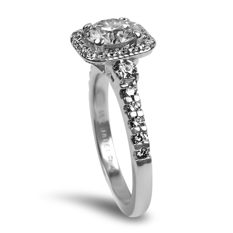 PAGE Estate Engagement Ring Jabel Estate 18k White Gold 1.26ct Heartstar Center Round Diamond Engagement Ring 6.5