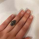 PAGE Estate Ring Late Victorian Sterling Silver and 18k Yellow Gold Floral Diamond Ring 5.25