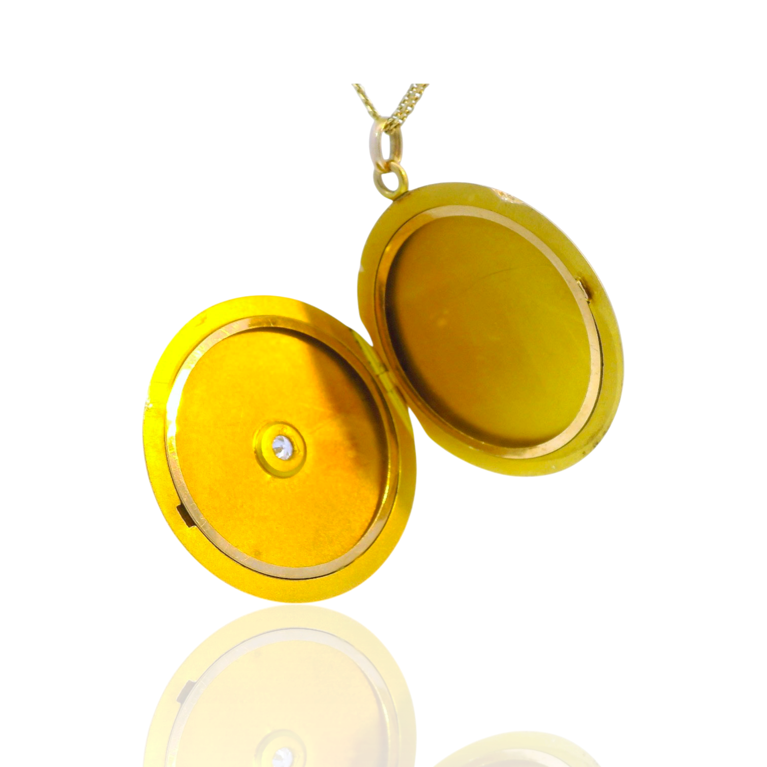 PAGE Estate Lockets Victorian 14K Yellow Gold Diamond Locket Pendant