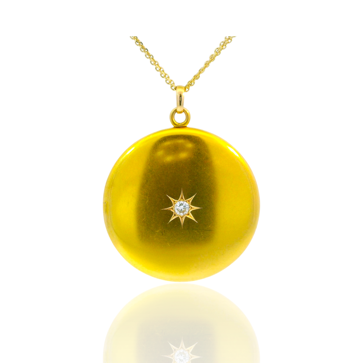 PAGE Estate Lockets Victorian 14K Yellow Gold Diamond Locket Pendant