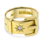 PAGE Estate Ring Victorian 18K Yellow Gold Diamond Buckle Ring 5.75