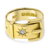 PAGE Estate Ring Victorian 18K Yellow Gold Diamond Buckle Ring 5.75