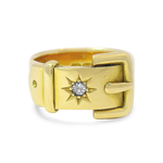PAGE Estate Ring Victorian 18K Yellow Gold Diamond Buckle Ring 5.75