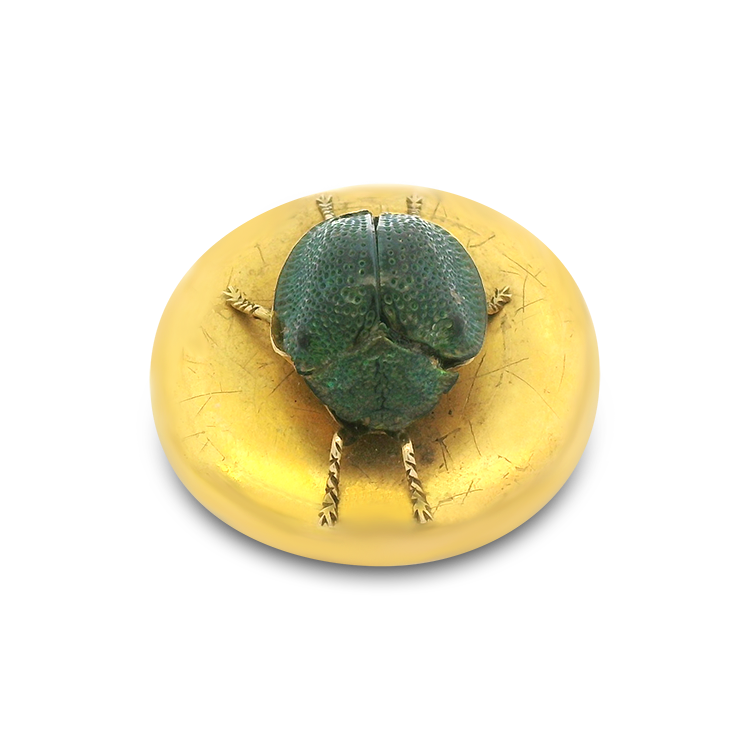 PAGE Estate Estate Jewelry Under 1k Victorian 18k Yellow Gold Egyptian Revival Scarab Brooch
