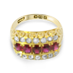 PAGE Estate Ring Victorian 18K Yellow Gold Ruby and Old European Cut Diamond Ring 7