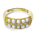 PAGE Estate Ring Victorian 18K Yellow Gold Seed Pearl and Rose Cut Diamond Ring 7