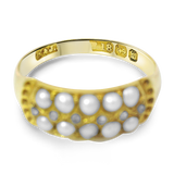 PAGE Estate Ring Victorian 18K Yellow Gold Seed Pearl and Rose Cut Diamond Ring 7
