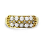 PAGE Estate Ring Victorian 18K Yellow Gold Seed Pearl and Rose Cut Diamond Ring 7