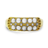 PAGE Estate Ring Victorian 18K Yellow Gold Seed Pearl and Rose Cut Diamond Ring 7