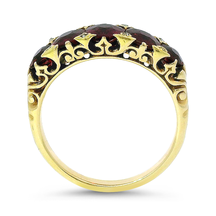 PAGE Estate Ring Victorian 18K Yellow Gold Victorian Ruby and Rose-Cut Diamond Ring 6.5