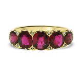 PAGE Estate Ring Victorian 18K Yellow Gold Victorian Ruby and Rose-Cut Diamond Ring 6.5