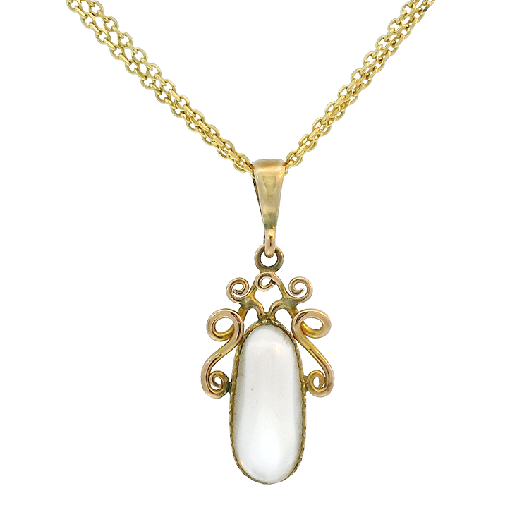 PAGE Estate Necklaces and Pendants Victorian 9K Yellow Gold Moonstone Pendant