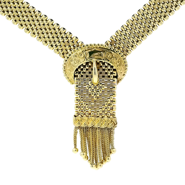 Vintage 14k Yellow Gold Woven Mesh Belt Necklace – Springer's Vintage 14k Yellow Gold Woven Mesh Belt Necklace – Springer's