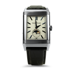 Pre-Owned Jaeger Le Coultre Watch Pre-Owned Stainless-Steel Jaeger Le Coultre Reverso Tribute Moon Duo
