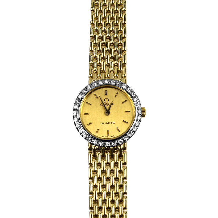 Pre-Owned Omega Watch Estate 14k Yellow Gold Omega Diamond Watch