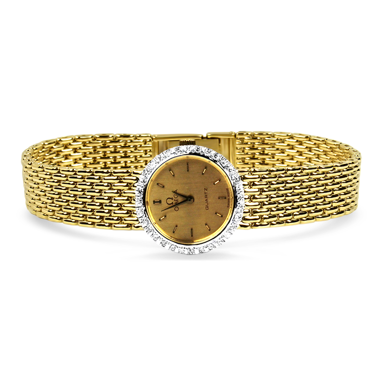 Pre-Owned Omega Watch Estate 14k Yellow Gold Omega Diamond Watch