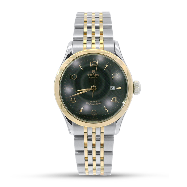Pre-Owned Tudor Watch Pre-Owned TUDOR 1926 28mm Case, Black Dial, Steel & Rose Gold Strap (M91351-0003)
