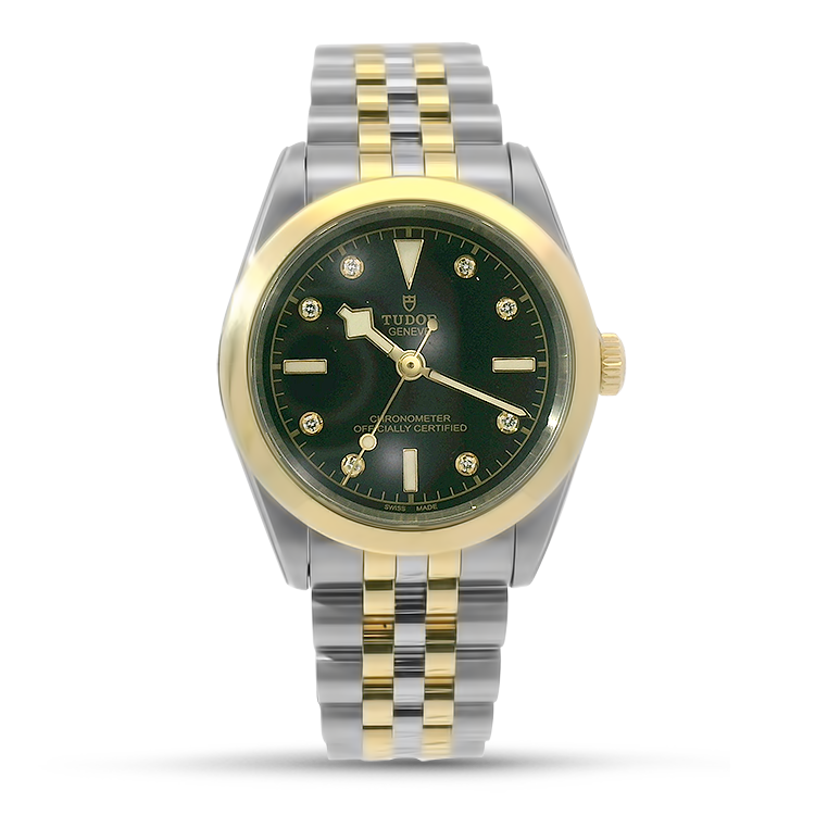 Pre-Owned Tudor Watch Pre-Owned TUDOR Black Bay S&G 31mm Case, Anthracite Diamond Dial, Steel & Yellow Gold Strap (M79603-0006)