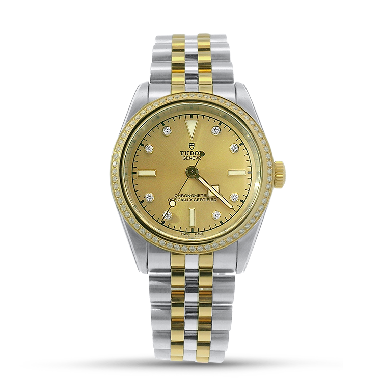 Pre-Owned Tudor Watch Pre-Owned TUDOR Black Bay S&G 31mm Case, Champagne Diamond Dial, Steel and Yellow Gold Strap (M79613-0007)