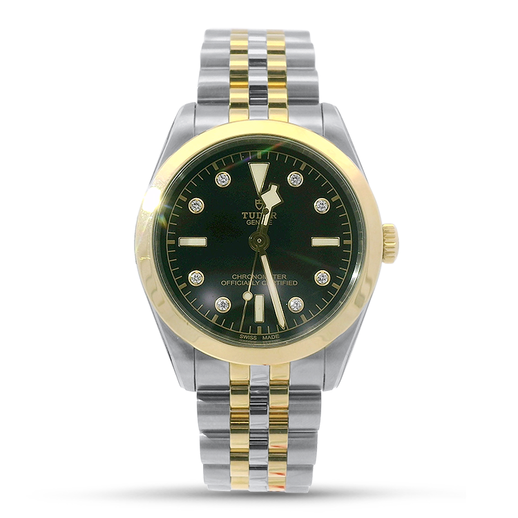 Pre-Owned Tudor Watch Pre-Owned TUDOR Black Bay S&G 36mm Case, Black Diamond Dial, Steel & Yellow Gold Strap (M79643-0006)