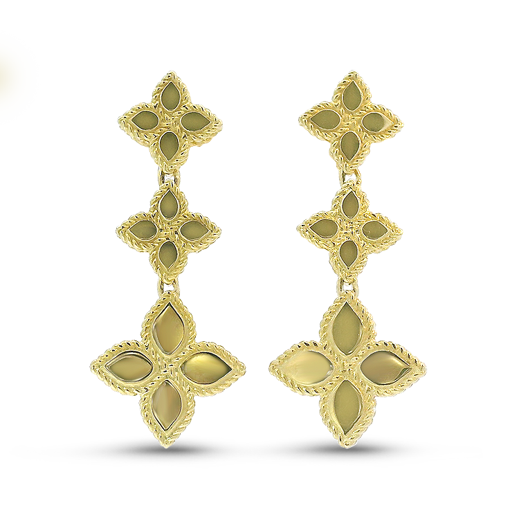 Roberto Coin Earring Estate Roberto Coin 18K Yellow Gold Princess Flower Drop Earrings