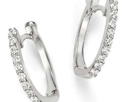 Roberto Coin Earrings Roberto Coin 18K White Gold Diamond Huggie Earrings