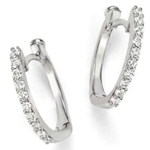 Roberto Coin Earrings Roberto Coin 18K White Gold Diamond Huggie Earrings