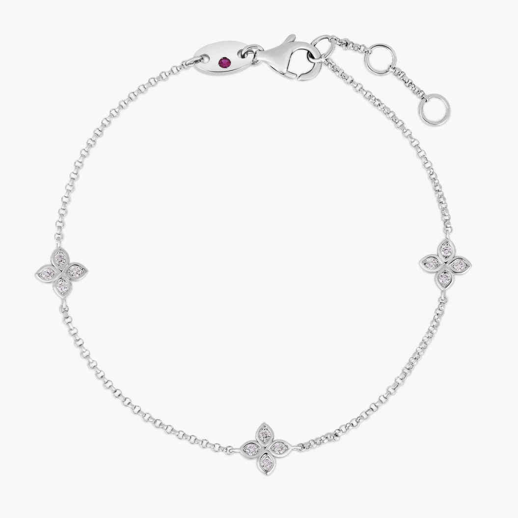 Roberto Coin Bracelet Roberto Coin 18K White Gold Love By The Inch Diamond 3 Station Bracelet