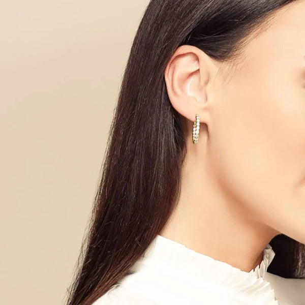 Roberto Coin Earrings Roberto Coin 18k White Gold Petite Inside Outside Diamond Hoop Earrings