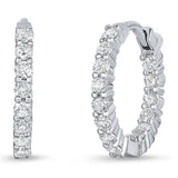 Roberto Coin Earrings Roberto Coin 18k White Gold Petite Inside Outside Diamond Hoop Earrings