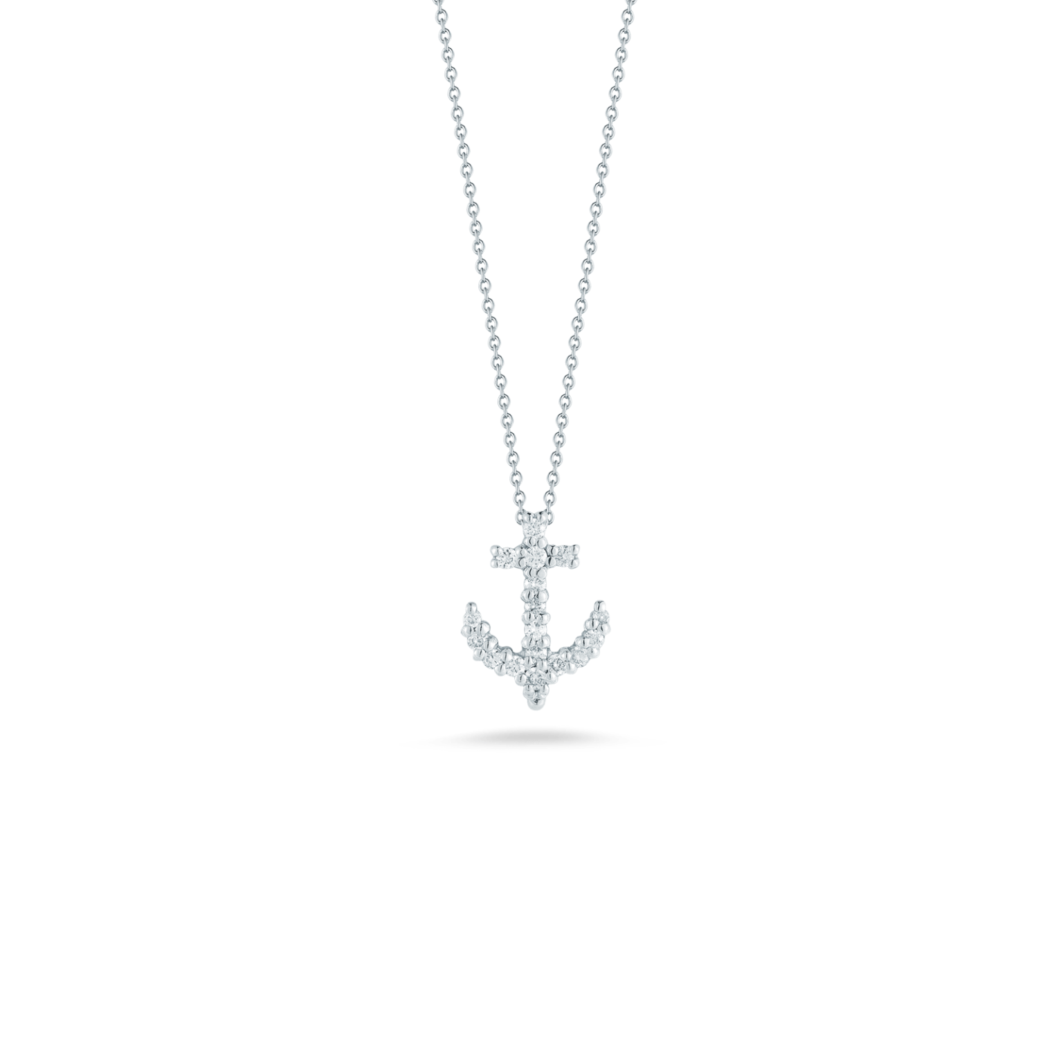 Roberto Coin Necklaces and Pendants Roberto Coin 18k White Gold Tiny Treasures Diamond Anchor Necklace