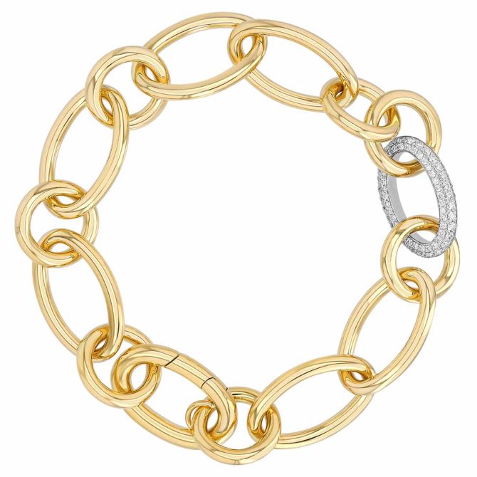 Roberto Coin Bracelet Roberto Coin 18K Yellow and White Gold Diamond Link Bracelet