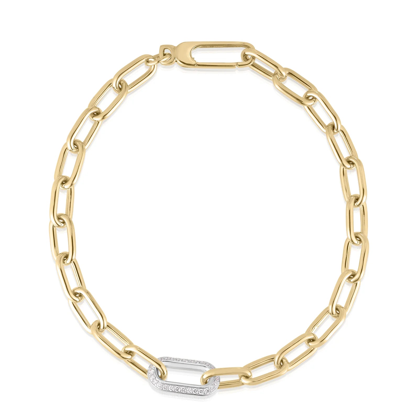 Roberto Coin Bracelet Roberto Coin 18k Yellow and White Gold Diamond Link Paperclip Chain Bracelet