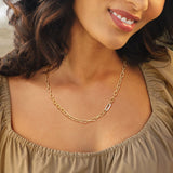 Roberto Coin Necklaces and Pendants Roberto Coin 18k Yellow and White Gold Diamond Link Paperclip Chain Necklace