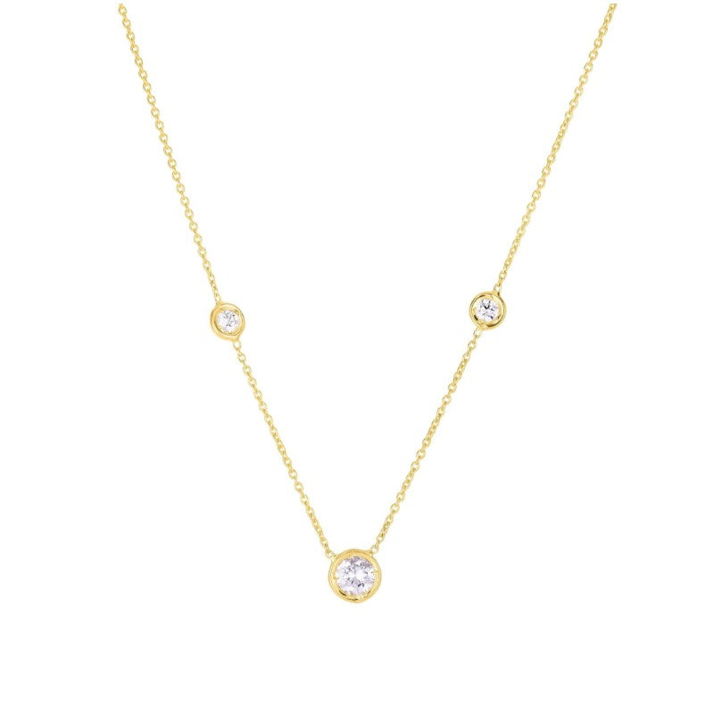 Roberto Coin Necklaces and Pendants Roberto Coin 18k Yellow Gold Bezel Diamond Station Necklace