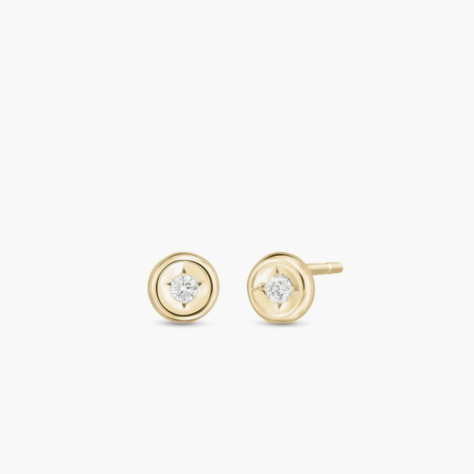 Roberto Coin Earrings Roberto Coin 18k Yellow Gold Classic Diamond Stud Earrings