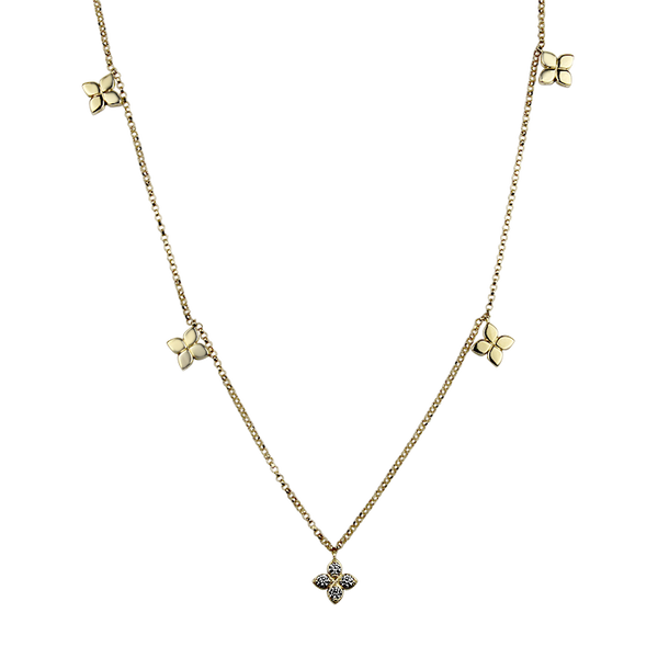 Roberto Coin 18k Yellow Gold Diamond Flower Station Necklace - Main Image
