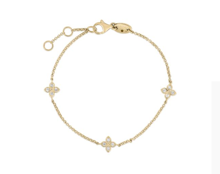 Roberto Coin Bracelet Roberto Coin 18K Yellow Gold Love By The Inch Diamond 3 Station Bracelet